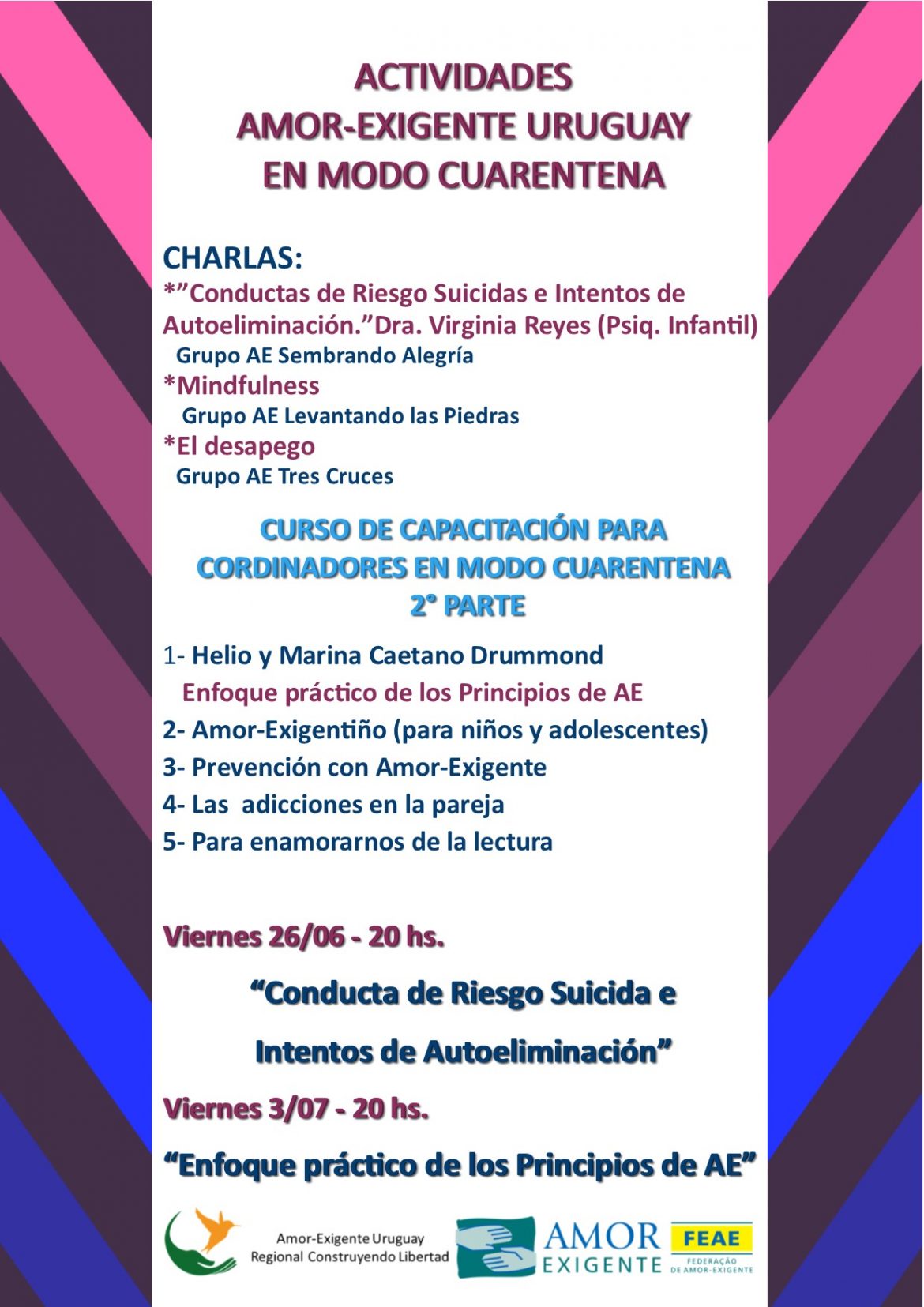Actividades Amor-Exigente Uruguay en Modo Cuarentena